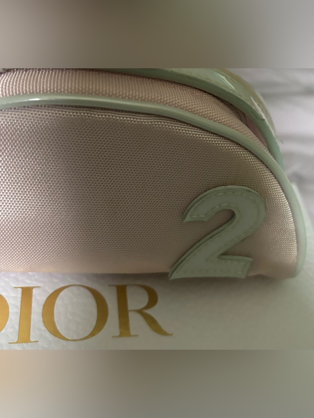 Christian Dior Pink/White Nylon #2 Trousse with Patent Bow Detail - Picture 2 of 10